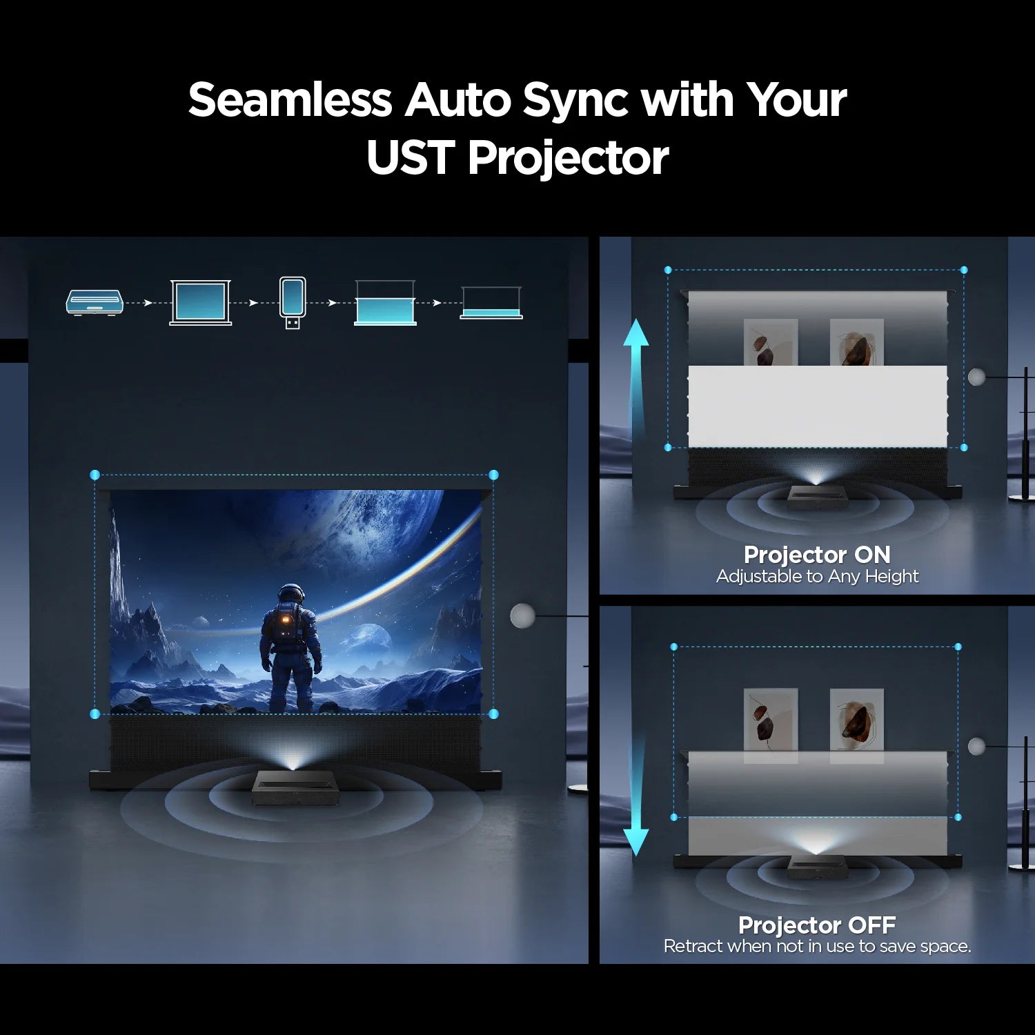 Screen Motorized Floor Rising UST/CLR